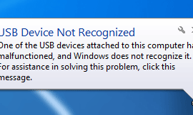 USB device not recognized