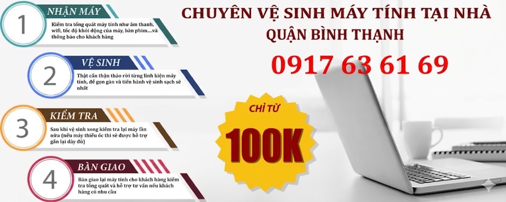 Dịch vụ vệ sinh laptop tại quận Bình Thạnh chuyên nghiệp, thay keo tản nhiệt, vệ sinh quạt laptop, giúp máy hoạt động mát hơn và ổn định hơn.