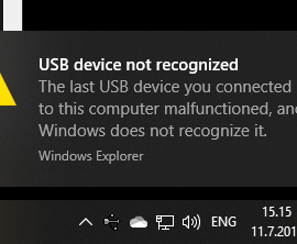 USB Device Not Recognized