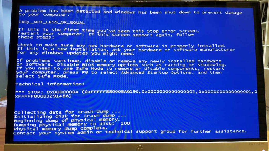 Cách Xử Lý Máy Tính Không Vào Được Windows, Lỗi Dump Xanh