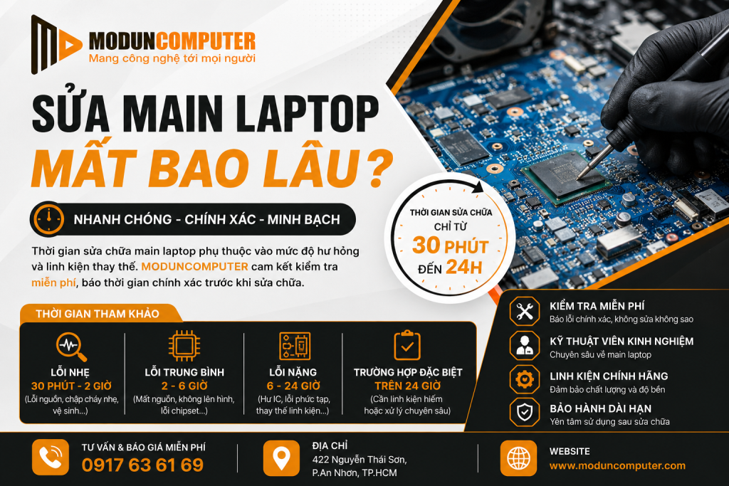 Sửa Main Laptop Mất Bao Lâu? Thời Gian Sửa Main Laptop
