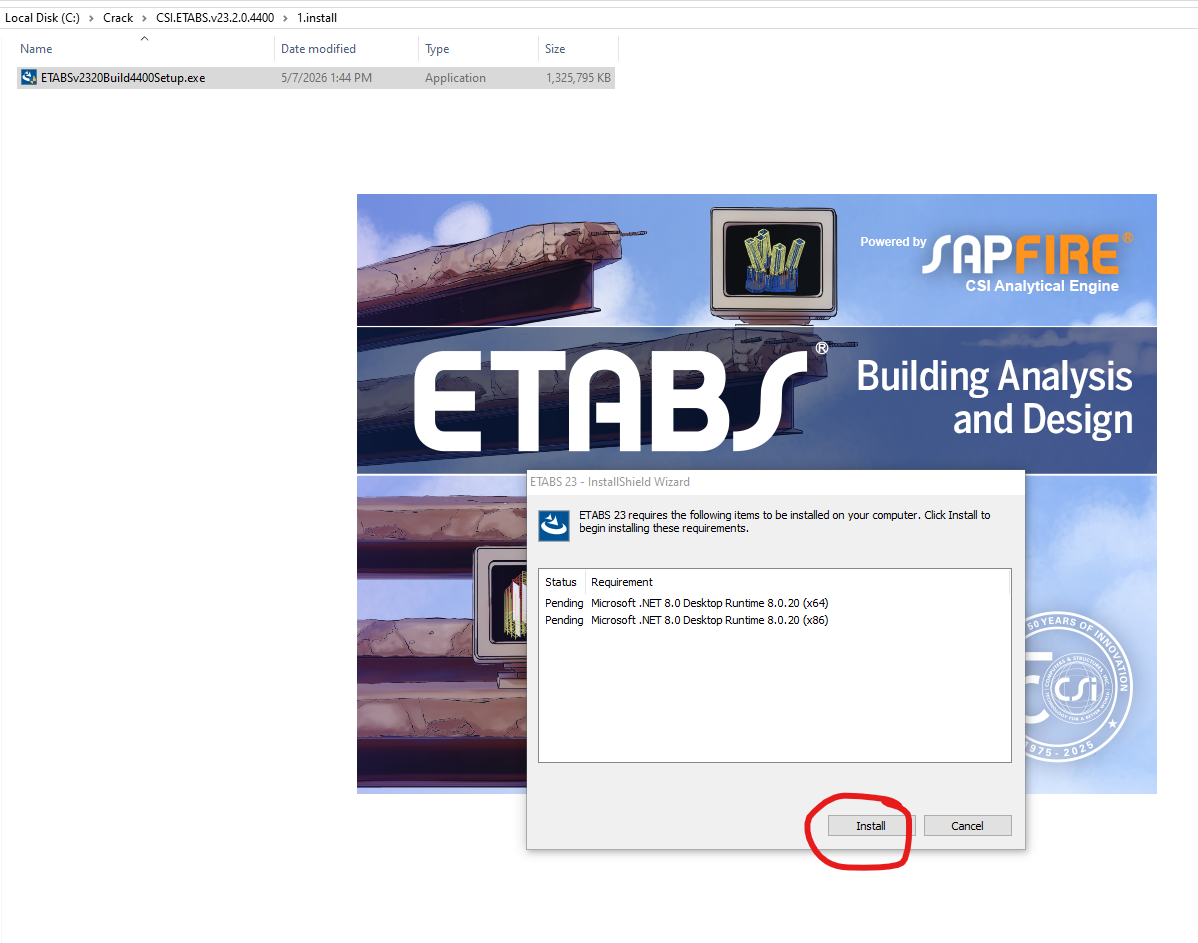 Hướng dẫn cài đặt phần mềm etabs 23 miễn phí 2026 bước 1b