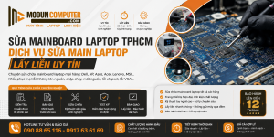 Tìm hiểu dịch vụ sửa mainboard laptop TPHCM, sửa main laptop lấy liền với các lỗi không lên nguồn, mất hình, chập nguồn, lỗi chipset, BIOS. Hướng dẫn nhận biết lỗi mainboard laptop và quy trình sửa chữa chuyên nghiệp.