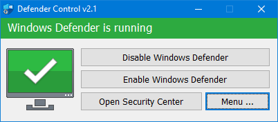 Hướng dẫn sử dụng Defender Control để vô hiệu hóa Windows Defender
