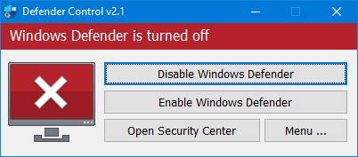 Hướng dẫn sử dụng Defender Control để vô hiệu hóa Windows Defender