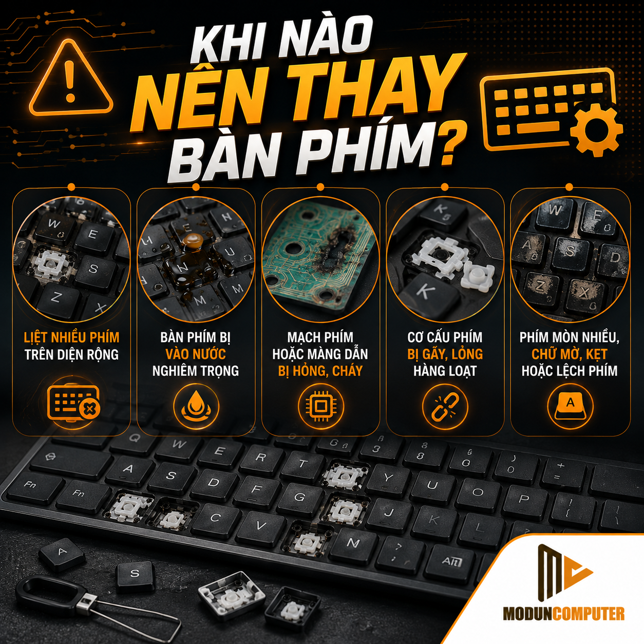 Bàn phím liệt vài phím có cần thay cả bàn phím?