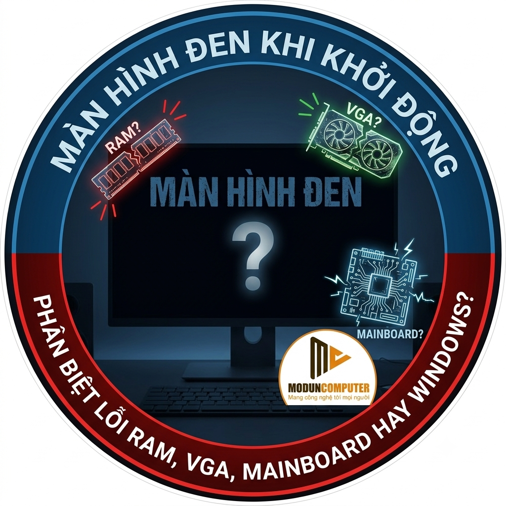 Màn hình đen khi khởi động: Phân biệt lỗi RAM, VGA, Mainboard hay Windows?