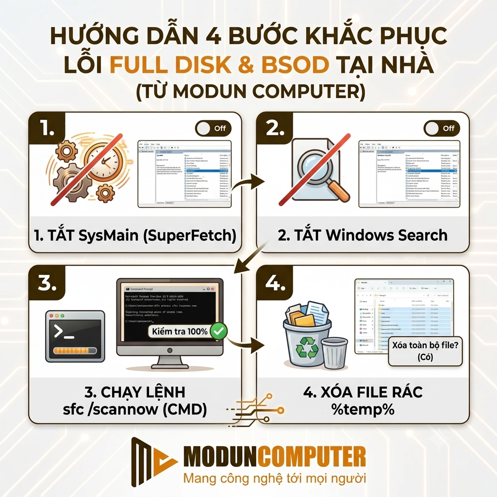 Hướng dẫn 4 bước tự khắc phục tại nhà