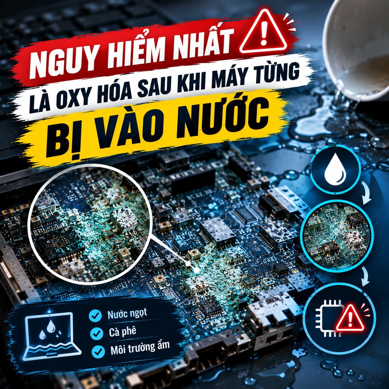 Mainboard laptop bị oxy hóa: Có sửa được không?